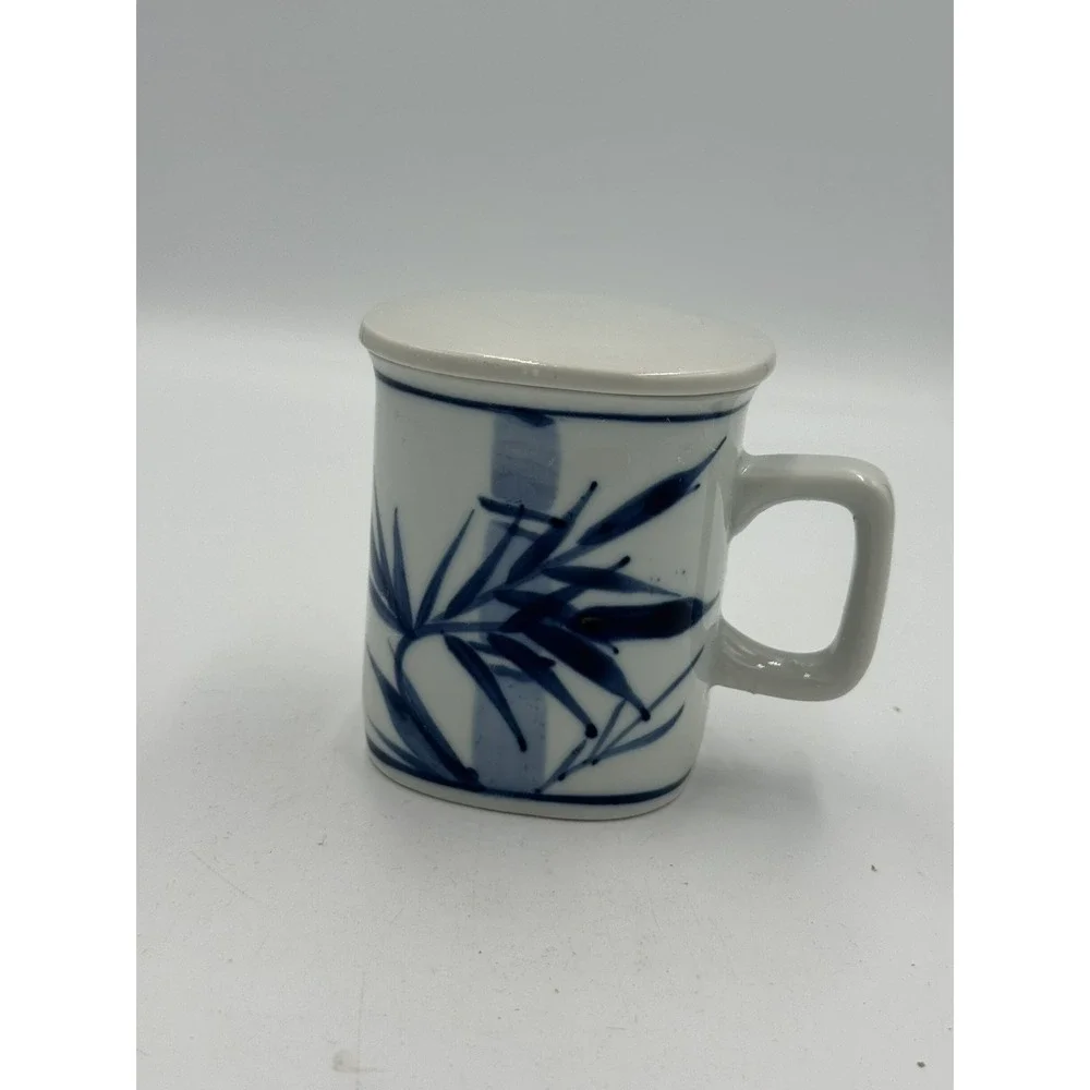 Vintage Lillian Vernon Porcelain Teacup With Lid And Bamboo Design